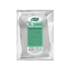 PACK 100 TENEDORES PLASTICOS REUTILIZABLES BLANCAS ALGON