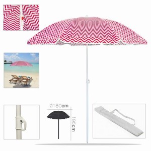 SOMBRILLA PLAYA ZIGZAG GROSELLA UV DIÁMETRO 180CM