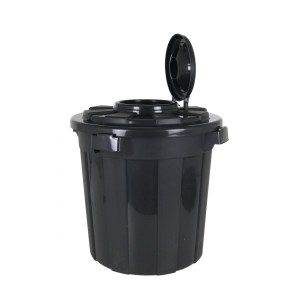 CUBO BASURA 50 LITROS CON TAPA Y ANCLAJE NEGRO