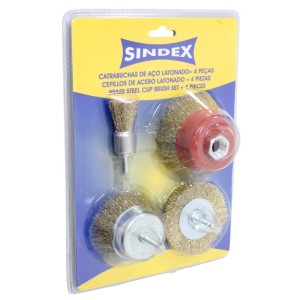 JUEGO 4 CEPILLOS ACERO LATONADO SINDEX