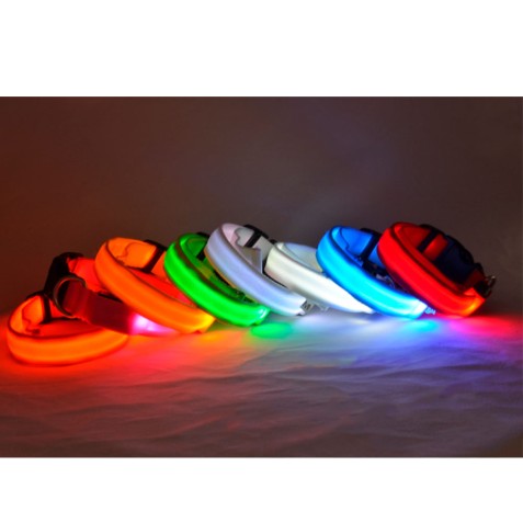 COLLAR MASCOTAS LED ROSA TALLA M BIWOND