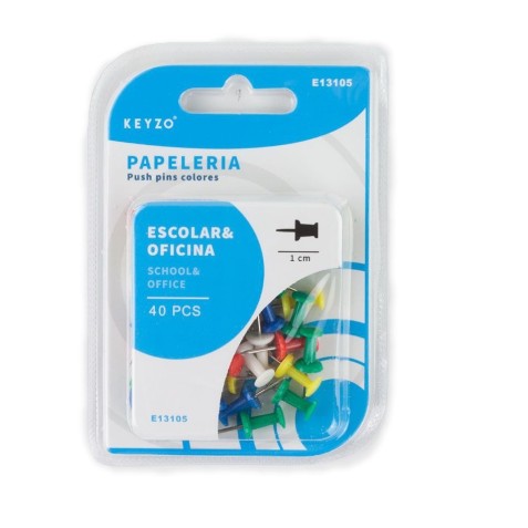 PACK 40 CHINCHETAS DE COLORES 1CM KEYZO