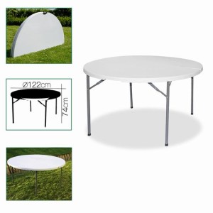 MESA PLEGABLE REDONDA BLANCO 122XH74CM