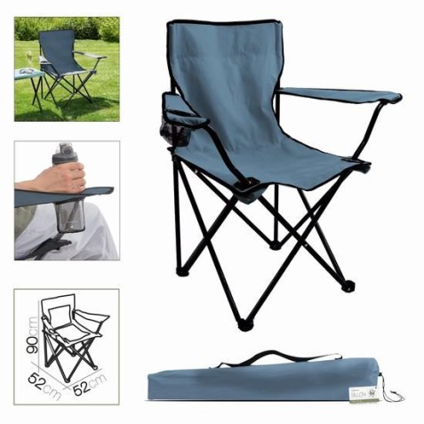 SILLA CAMPING PLEGABLE AZUL MARINO...