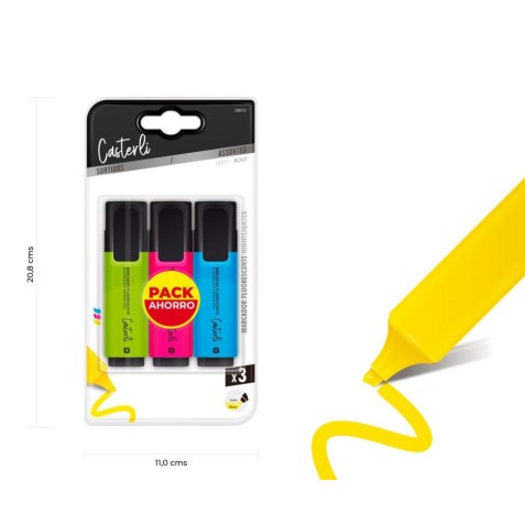 PACK 3 MARCADORES FLUORESCENTE...