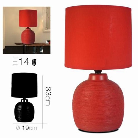 LAMPARA CERAMICA DE SOBREMESA ROJA...