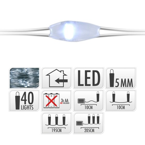 GUIRNALDA A PILAS FIJA 40 LEDS CABLE...