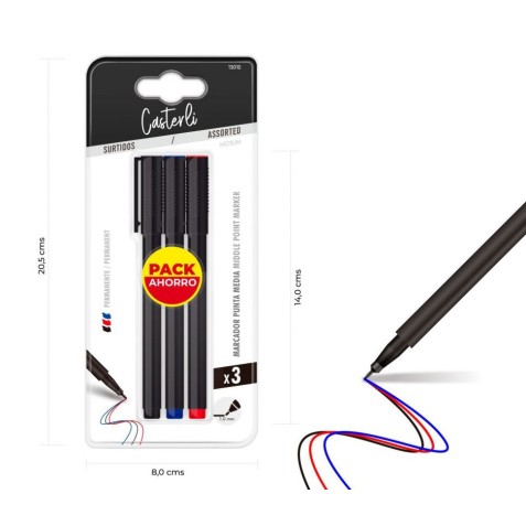 PACK DE 3 MARCADORES PERMANENTE PUNTA...