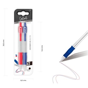 PACK 2 BOLÍGRAFOS GEL 0.7MM AZUL, ROJO CASTERLI