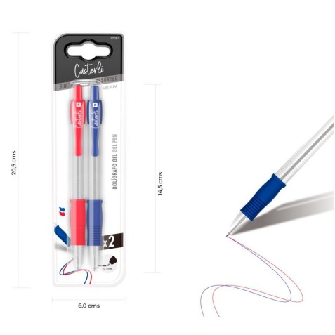 PACK 2 BOLÍGRAFOS GEL 0.7MM AZUL,...