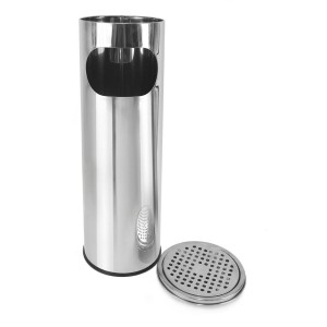 PAPELERA CON CENICERO ACERO INOX 59CM CONFORTIME