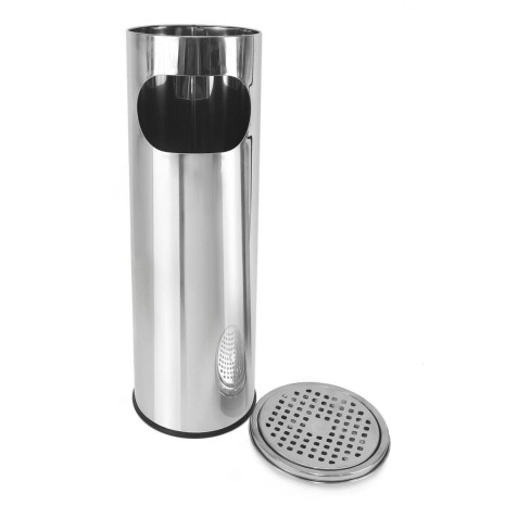 PAPELERA CON CENICERO ACERO INOX 59CM...