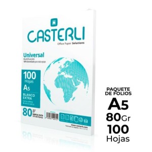 PAQUETE DE 100 FOLIOS A5 80GR CASTERLI