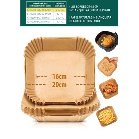 PACK 20 BASES PAPEL PARA AIRFRYER...
