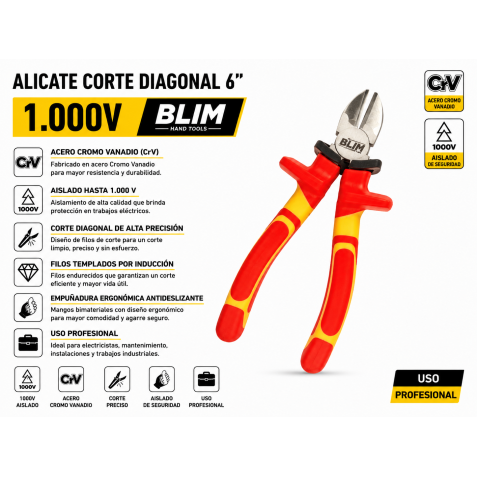 ALICATE CORTE DIAGONAL 6" 1.000V BLIM