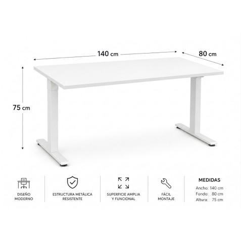 MESA DE OFICINA 140X80X75CM BLANCA...