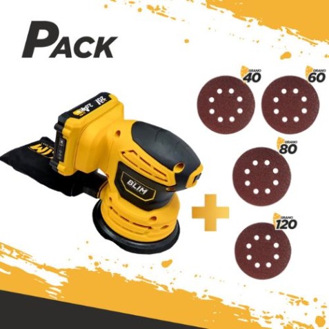 PACK LIJADORA ROTORBITAL 125MM 20V...