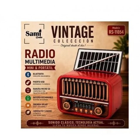 RADIO VINTAGE SOLAR CON BATERIA...