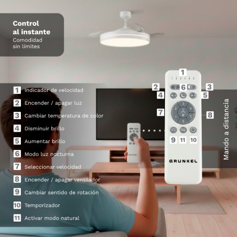 VENTILADOR DE TECHO 42" LED BLANCO...