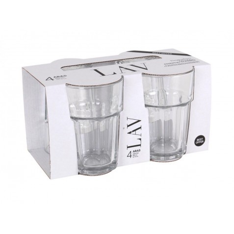 SET 4 VASOS VIDRIO 365CC ARAS LAV