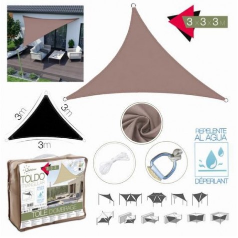 TOLDO TRIANGULAR 3X3X3 METROS TOPO...