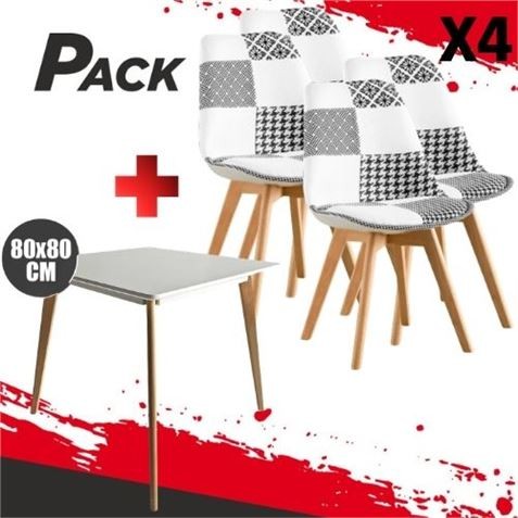 MESA DESIGN D900 80X80CM BLANCA + 4...