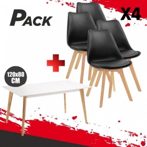 MESA DESIGN D900 120X80CM BLANCA + 4...