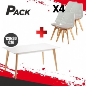 MESA DESIGN D900 120X80CM BLANCA + 4...