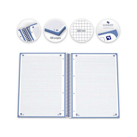 CUADERNO ESPIRAL TAPA DURA AZUL A4+...
