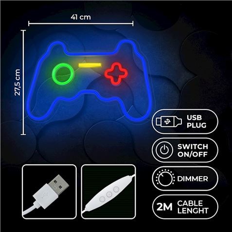 LAMPARA DECORATIVA NEON LED GAMEPAD...