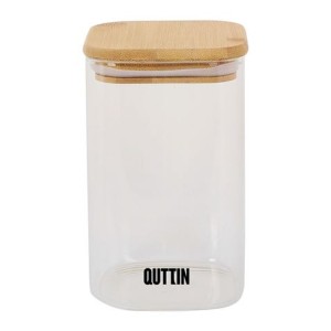 TARRO CUADRADO CON TAPA DE BAMBU 720ML QUTTIN