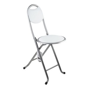 TABURETE PLEGABLE CON RESPALDO BLANCO