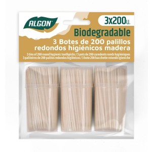 PACK 3 BOTES 200 PALILLOS REDONOS...