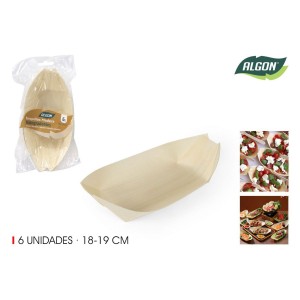 PACK 6 CUENCOS MADERA PARA TAPAS 18CM...