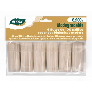 PACK 6 BOTES 100 PALILLOS REDONOS...