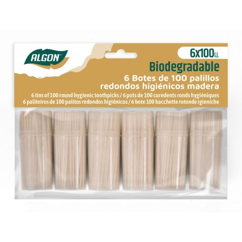 PACK 6 BOTES 100 PALILLOS REDONOS...