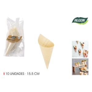 PACK 10 CONOS MADERA APERITIVOS...