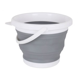 CUBO 5 LITROS PLEGABLE CON ASA GRIS