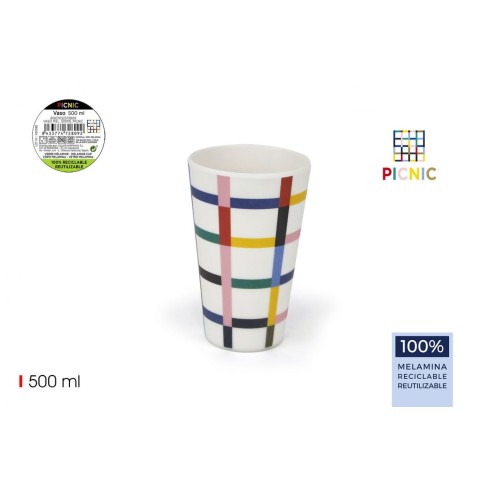 VASO MELAMINA 500ML PICNIC QUTTIN
