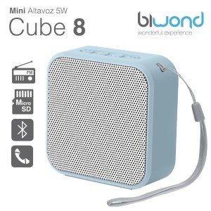 MINI ALTAVOZ BLUETOOTH 5W CUBE 8 AZUL...
