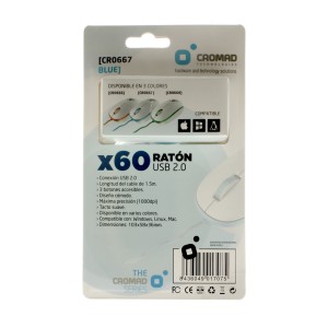 RATÓN X60 USB BLANCO/AZUL CROMAD