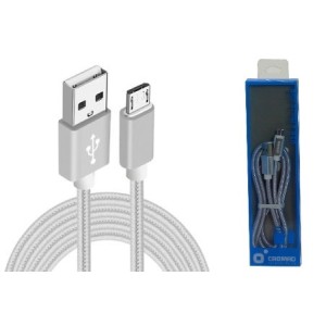CABLE USB A MICRO USB METAL PLATA CROMAD