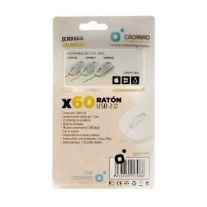 RATÓN X60 USB BLANCO/NARANJA CROMAD