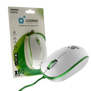 RATÓN X60 USB BLANCO/VERDE CROMAD
