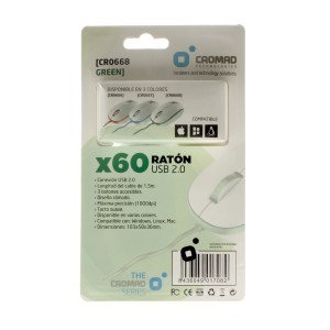 RATÓN X60 USB BLANCO/VERDE CROMAD
