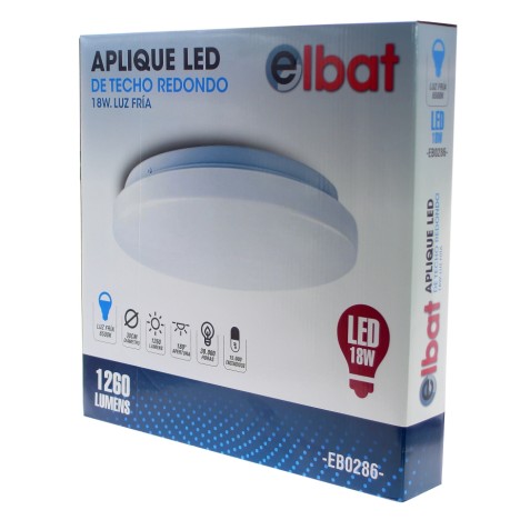 APLIQUE LED TECHO REDONDO 18W LUZ...