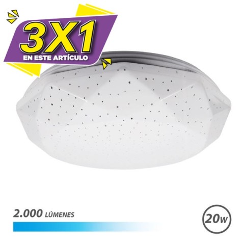 APLIQUE LED TECHO 20W 2000LM LUZ FRIA...