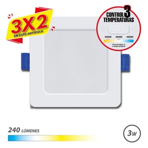 DOWNLIGHT CUADRADO 3W | 240LM | SELECTOR 3 TEMPERATURAS ELBAT (3 X 2)