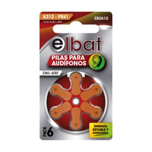 PILAS AUDIFONO A312 PR41 1.45V 6UD ELBAT
