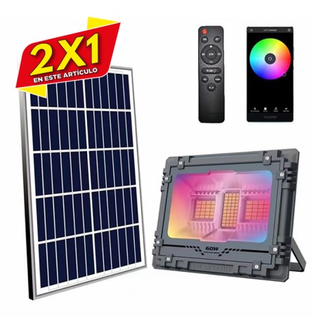FOCO LED SOLAR 60W 515LM RGB +...